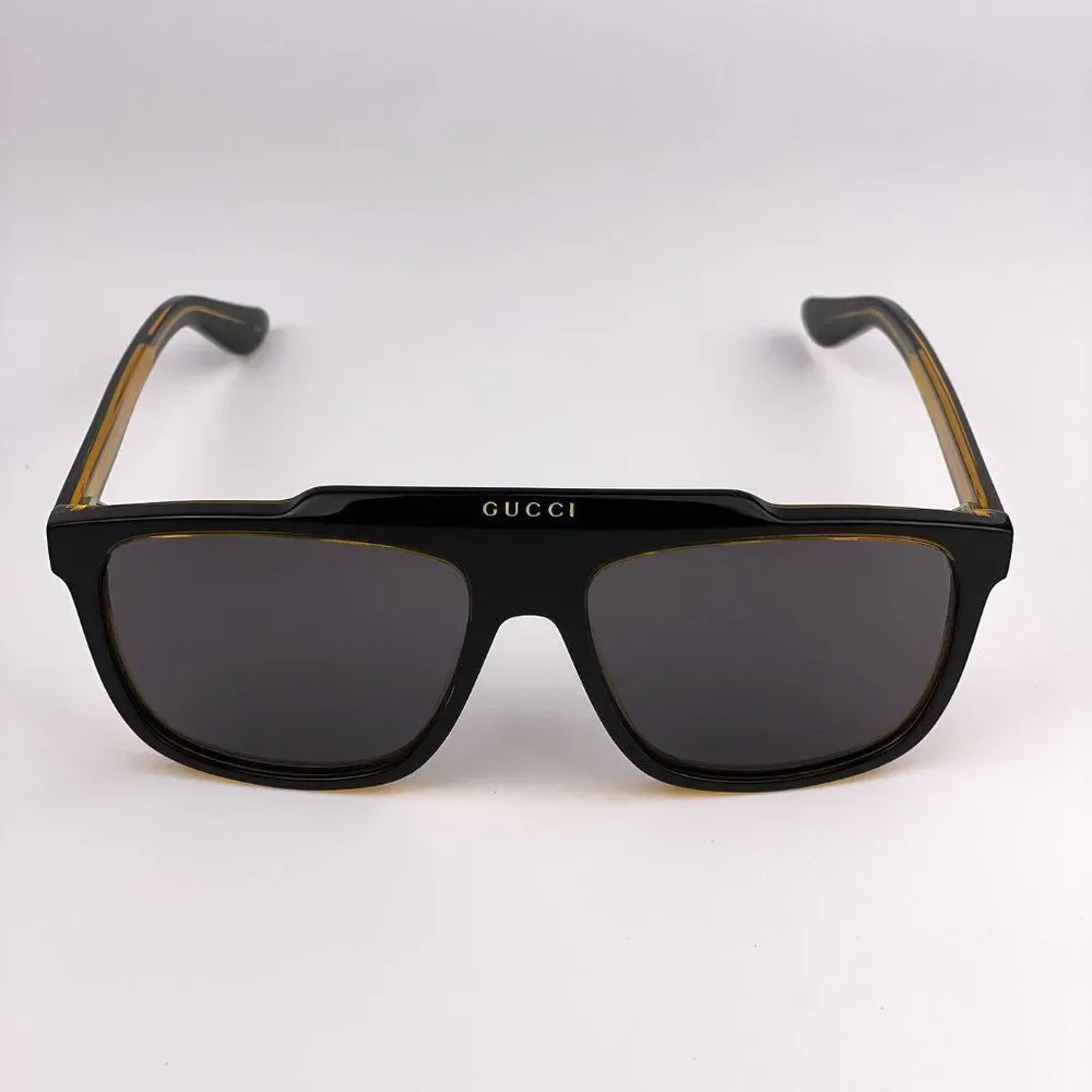 GUCCI GG1039S 001 Sunglasses Aviator Black Yellow Men